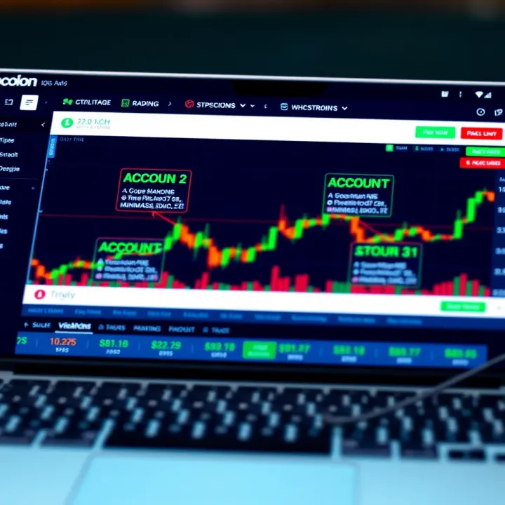 Account Types and Minimum Deposit Options on Trading Platform Diagram showing different account types and minimum deposit options on a trading platform