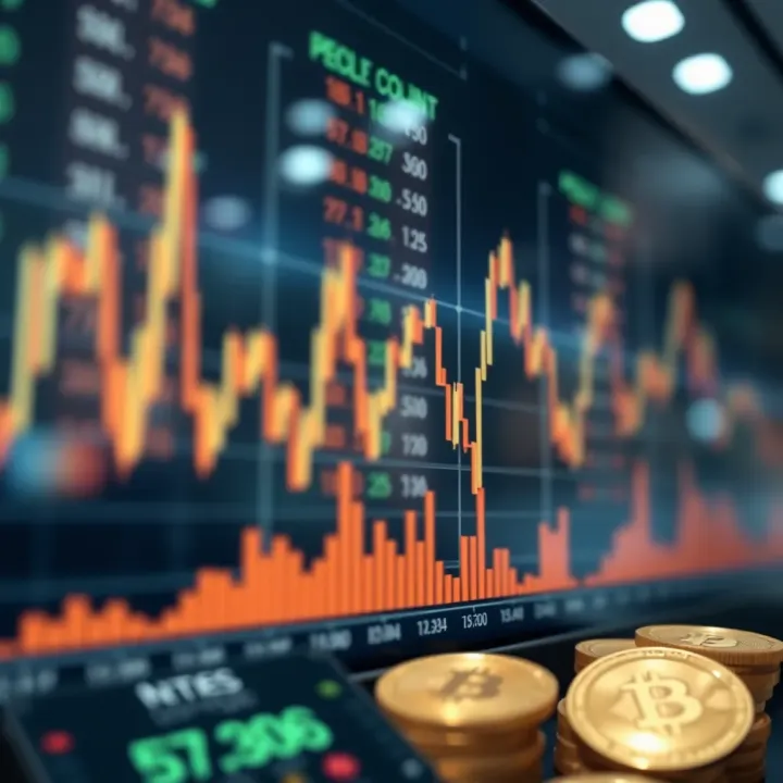 Graph showing upward and downward trends in cryptocurrency market values