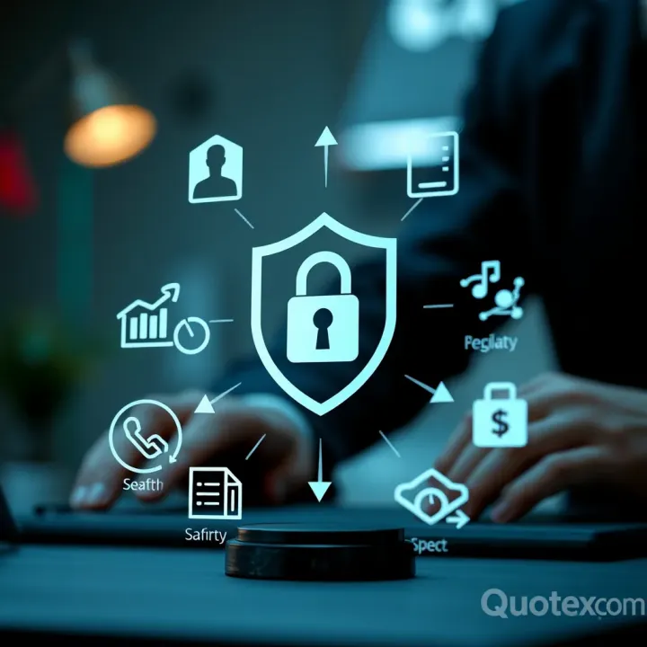 Safety and regulation symbols representing secure online trading environment
