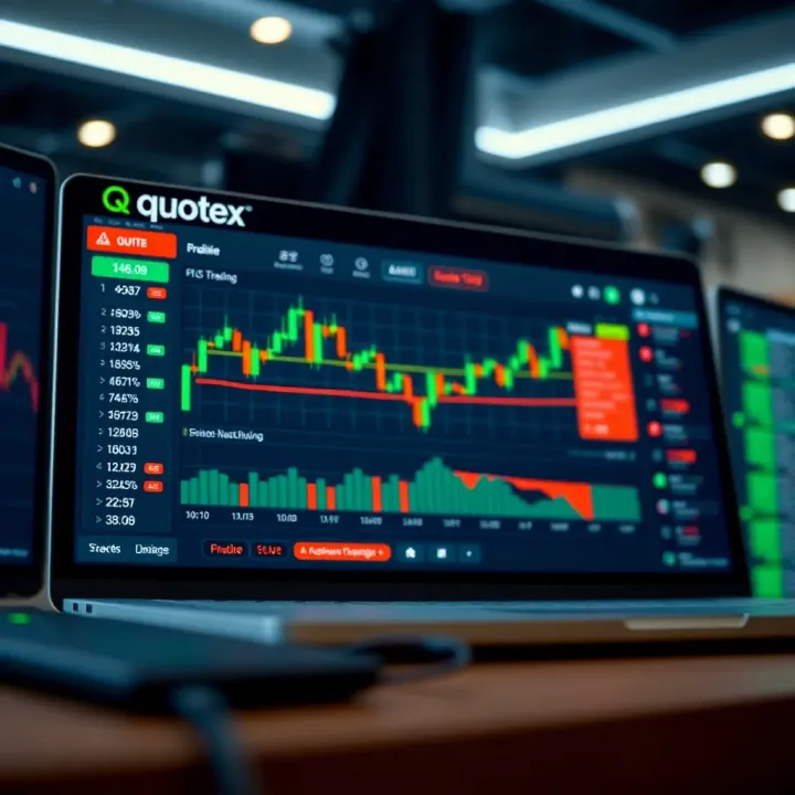 Quotex Demo Account User Interface Screenshot displaying the user interface of Quotex demo account with trading charts and platform tools
