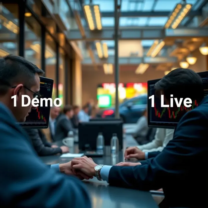 Visual comparison illustrating differences between demo trading and live trading environments