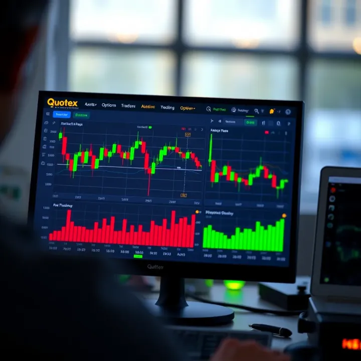 Digital option trading interface showcasing asset charts and trading options on a screen
