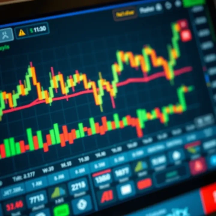 Chart displaying upward trends and trading indicators on Quotex platform