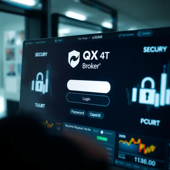 Secure login screen for QX Broker with security icons and password field