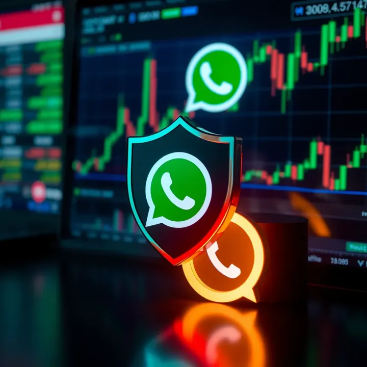 Ensuring Safety and Reliability in Forex Signals WhatsApp Groups Graphic showing a shield symbolizing protection alongside forex charts and a WhatsApp logo