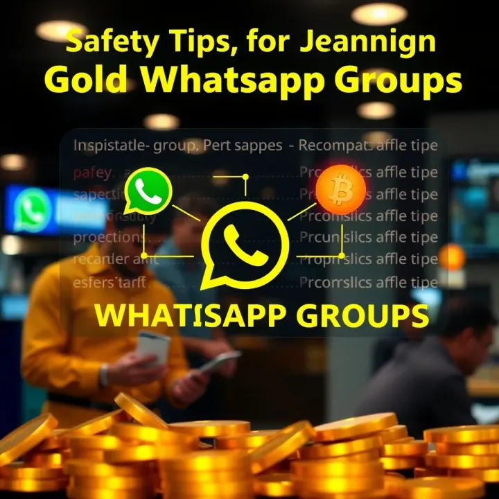 Visual representation of safety measures and privacy protection in WhatsApp groups related to gold trading