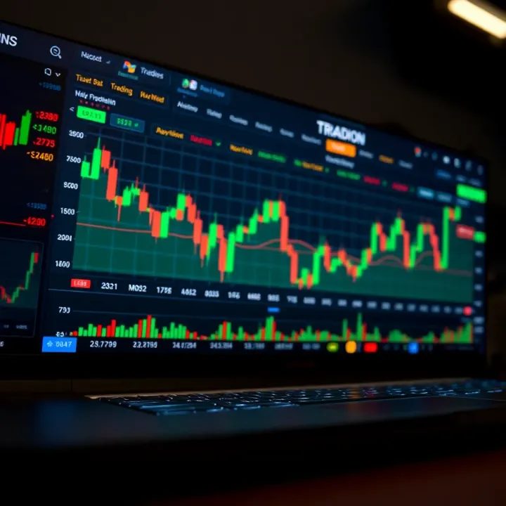 Interactive Trading Platform with Real-Time Stock Data User interface of a trading platform showing stock charts and market data