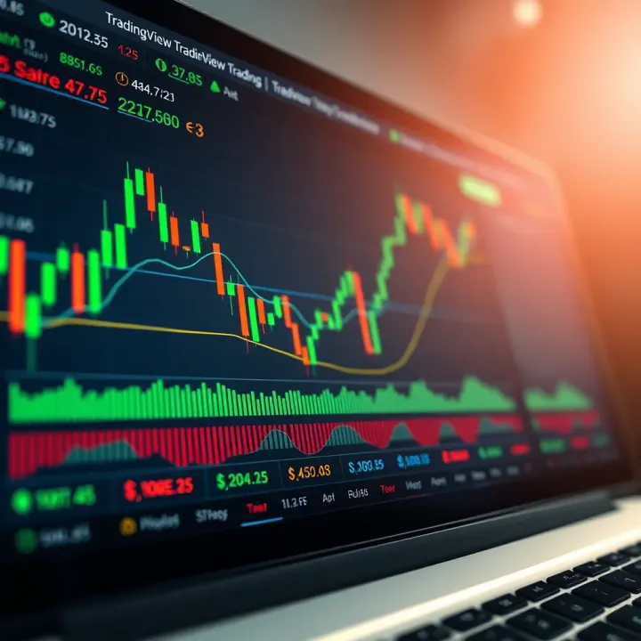 TradingView chart displaying candlestick patterns with various technical indicators and overlay tools