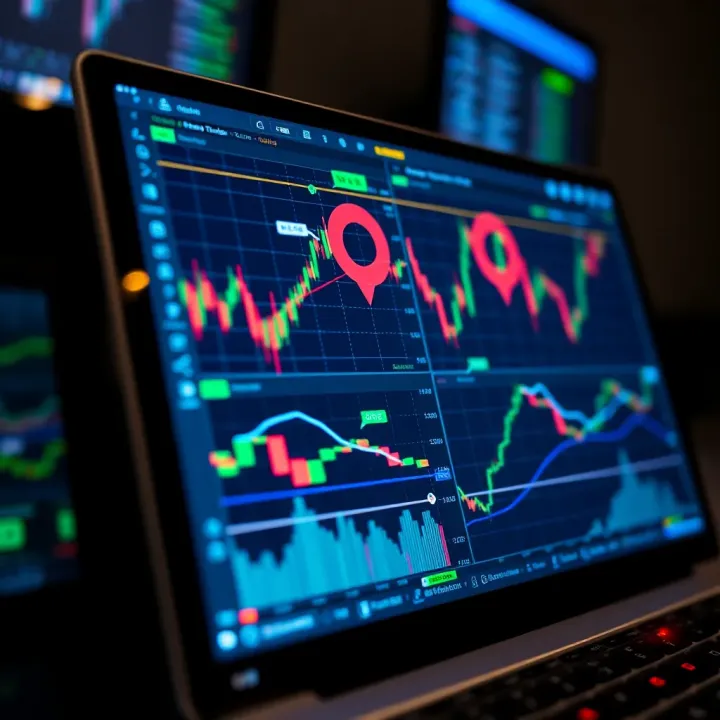 TradingView platform displaying interactive binary options charts with various technical indicators