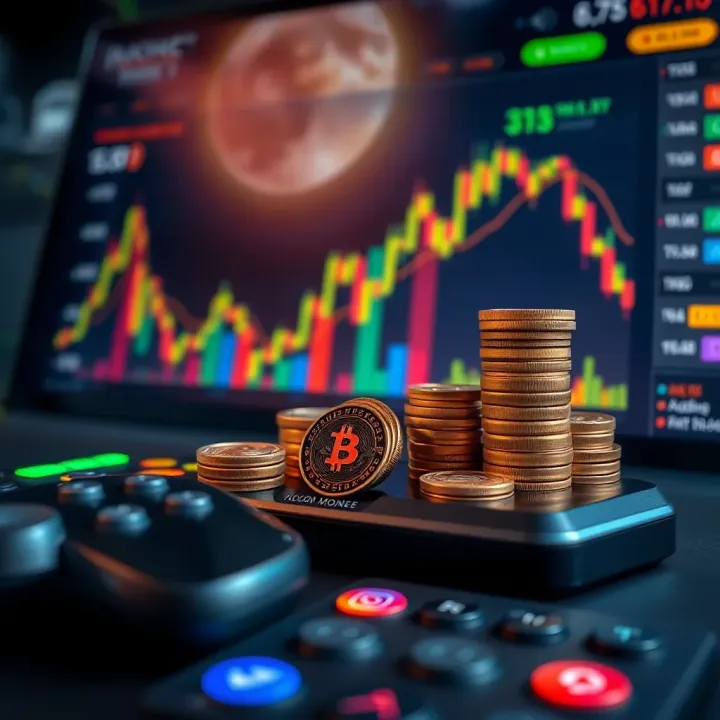 Growth and Management of Addon Money in Finance and Gaming Conceptual graphic showing growth and management of addon money through charts and gaming elements