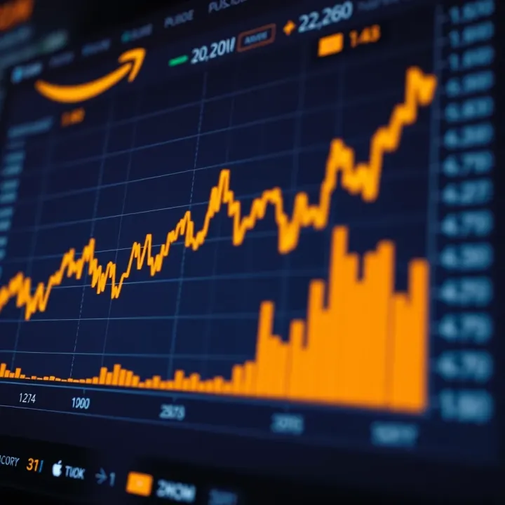 Graph showing Amazon's share price trends over several years with key fluctuations highlighted