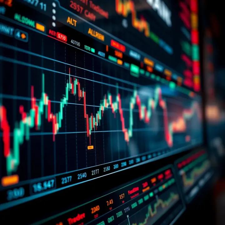 Graph illustrating automated trading algorithm executing financial market trades