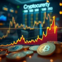 Cryptocurrency Market Decline Visualization Graph showing sharp decline in cryptocurrency values representing market crash