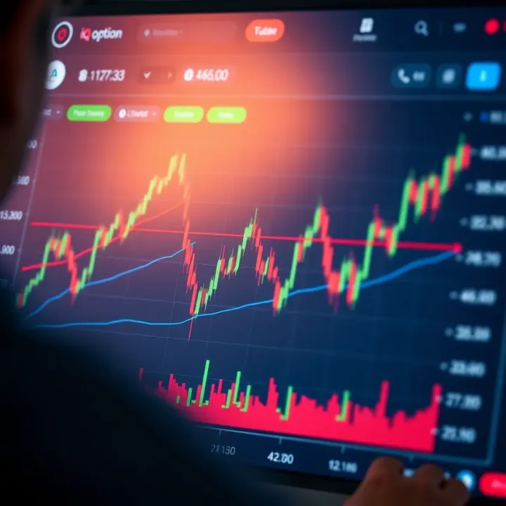 Graph showing different formats of IQ Option tournaments on a digital trading dashboard