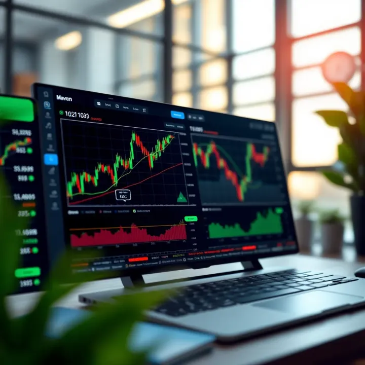 Dashboard view of a trading platform with technical indicators and performance metrics