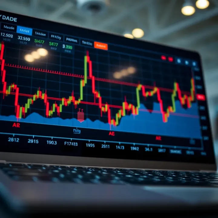 Visualizing Stock Price Movements with Virtual Trading Graph showing stock price fluctuations and virtual trades on a digital platform
