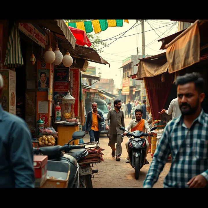 Traditional Pakistani street scene illustrating vibrant cultural expressions and daily life