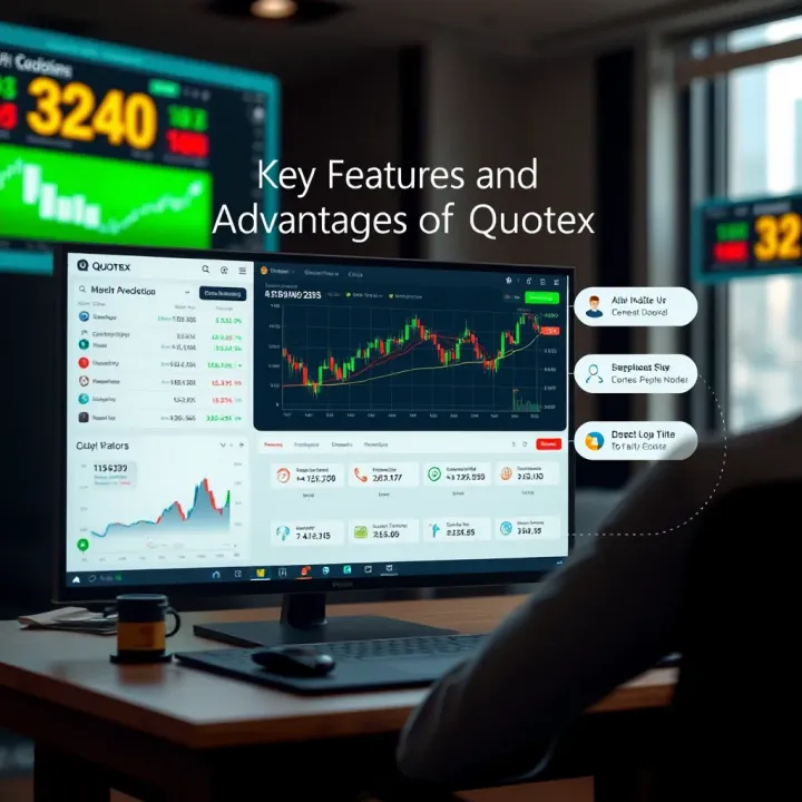 Key Features and Advantages of Quotex Illustration of key features and benefits of Quotex including user-friendly design and trading tools