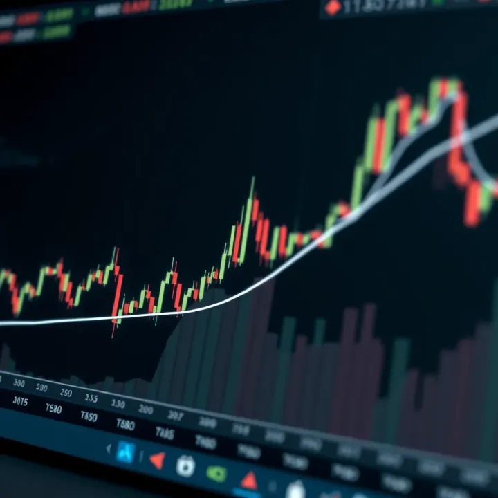 Technical chart highlighting a descending triangle pattern with trend lines