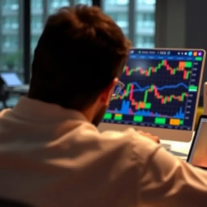 Visual representation of skill development in trading using demo accounts with graphs and learning icons