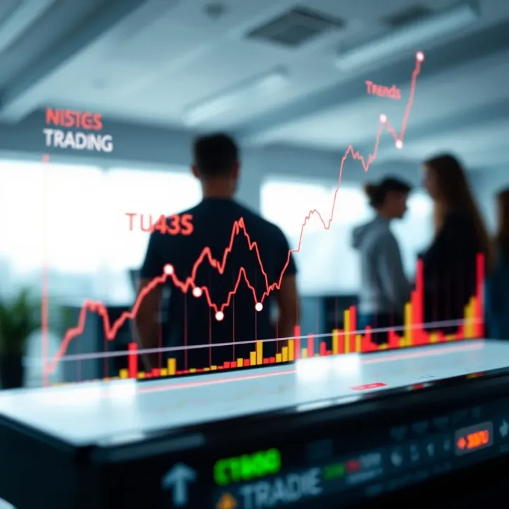 Digital graph displaying rising trends and data points on social media platforms