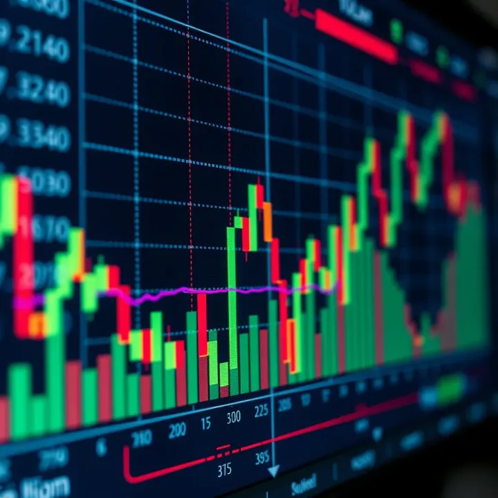 Chart showing volume spikes and price movements illustrating market activity in trading