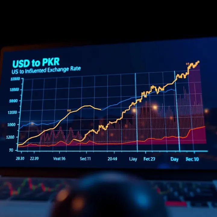 Graph illustrating the projected trend of the US Dollar against the Pakistani Rupee highlighting economic and political factors